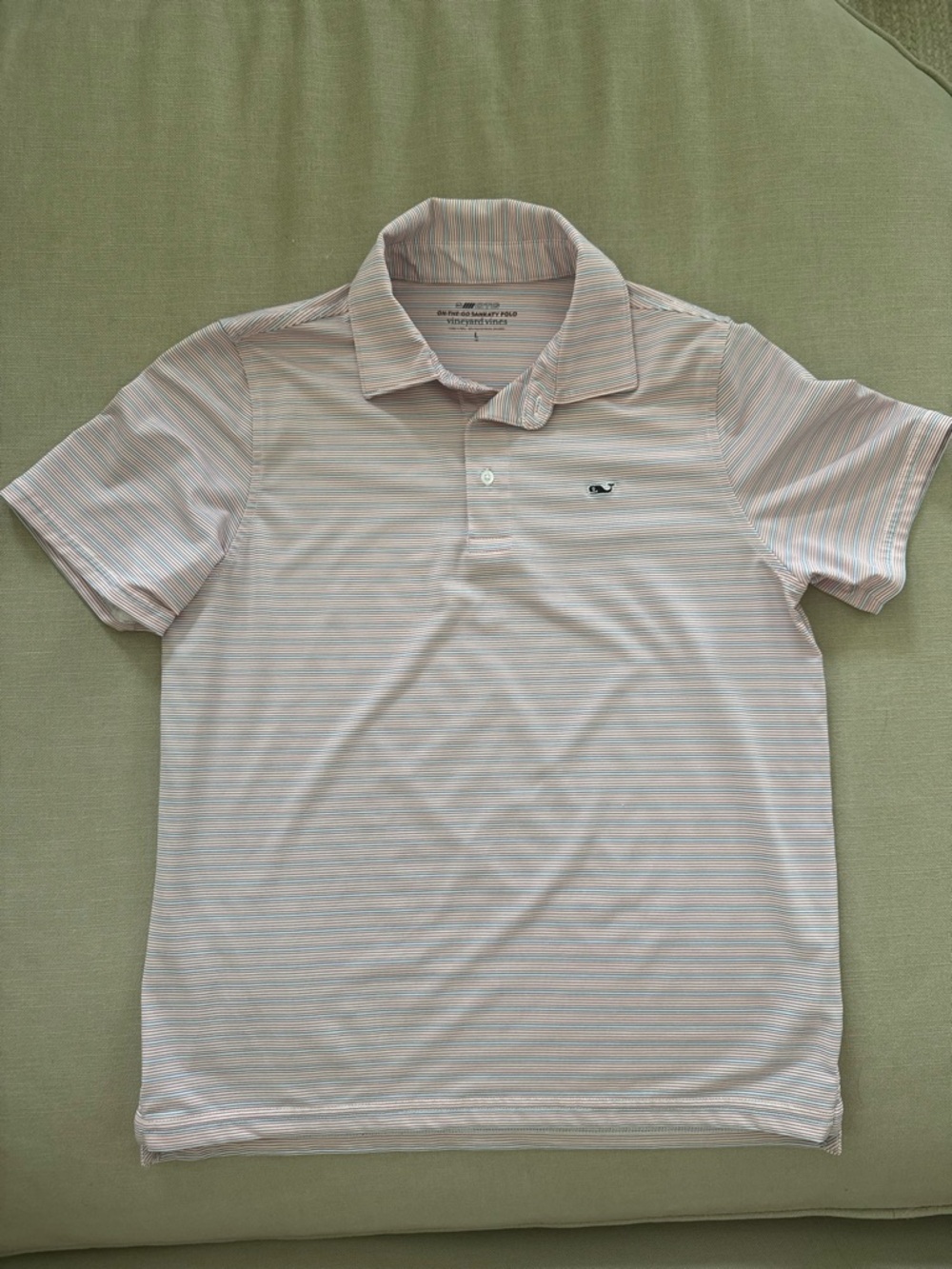 Vineyard Vines Light Orange and Blue Striped Polo